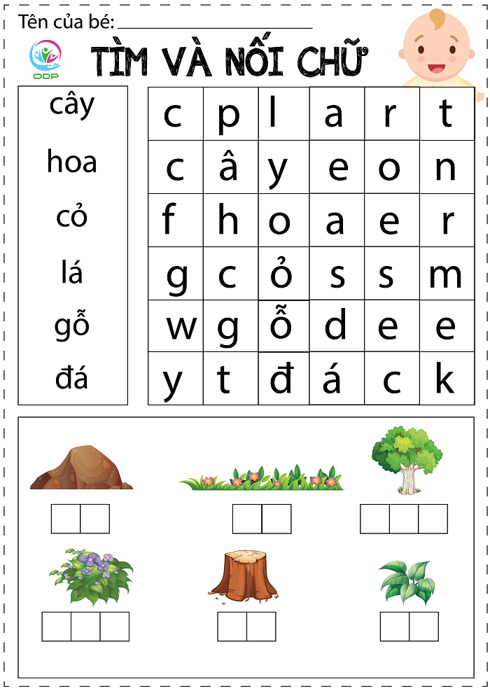 Dạy bé học chữ cái tiếng Việt thông qua nối từ.